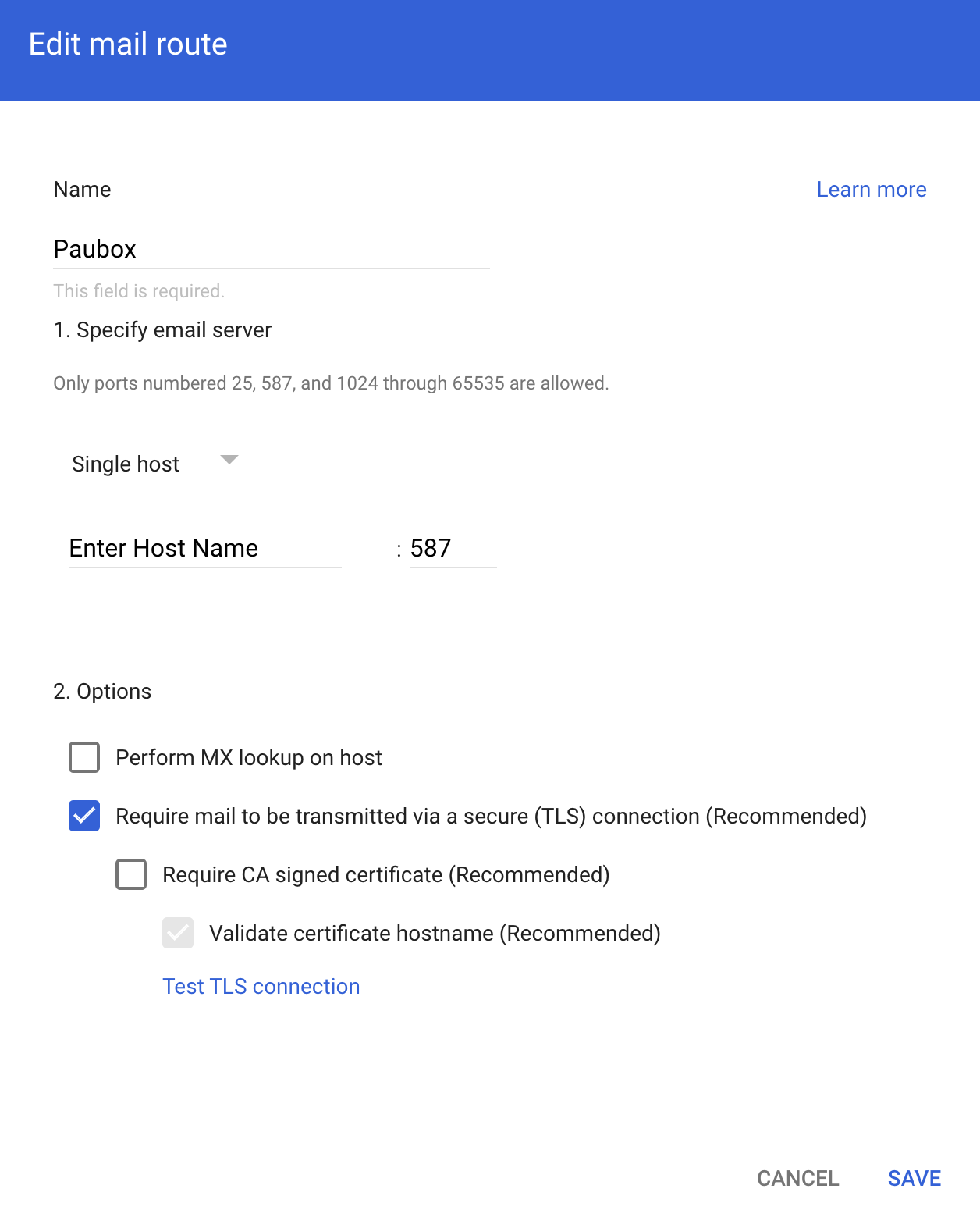 Outbound Security setup for Google Workspace: Segmented mail routing